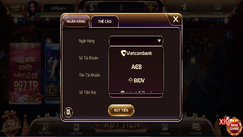 Rút tiền qua ngân hàng Nhatvip