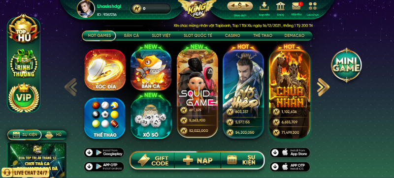 Nhiều tựa game đình đám đã có mặt tại King Fun