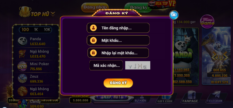 Đăng ký tài khoản chơi game mới